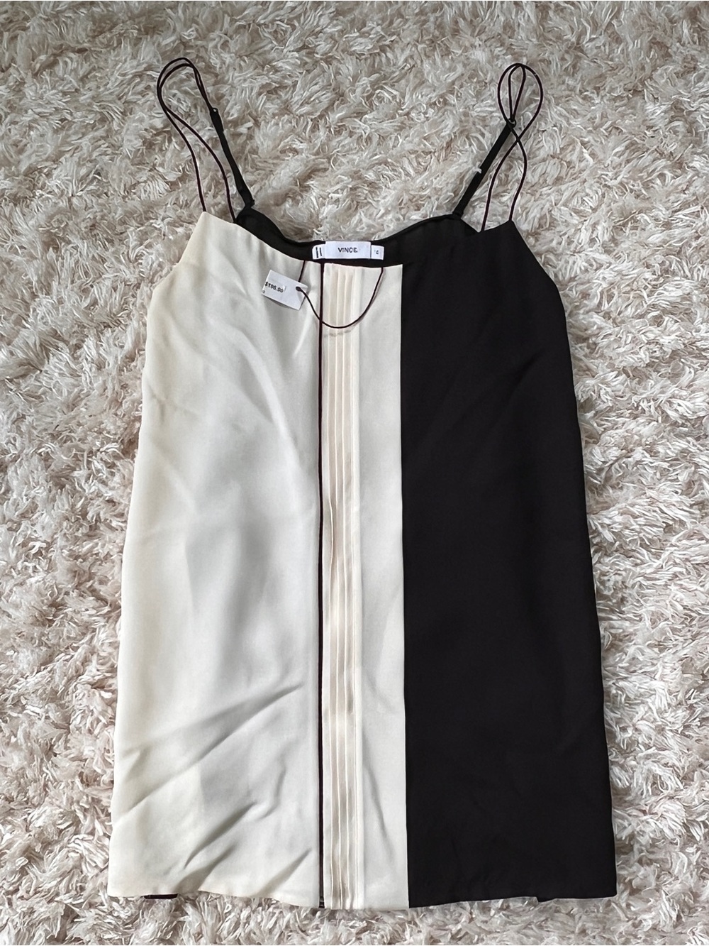 Vince Two-Tone Black & Cream Silk Camisole